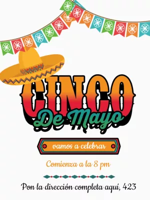 Convite Festa Mexicana Cinco de Mayo com Sombrero para Editar