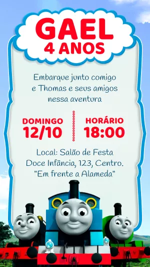 Convite Aniversário Thomas e Seus Amigos para Editar Online