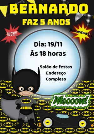 Invitación de cumpleaños Batman – Estático – Montando a Sua Festa Oficial