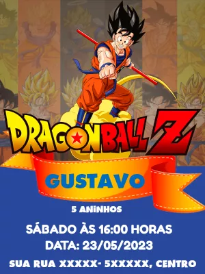 Convite de Aniversário Dragon Ball Z com Goku para Editar Online