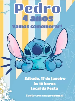 Invitación de cumpleaños Stitch – Estático – Decore Arte
