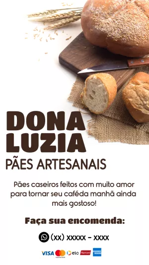 Cartão de Visita Padaria Artesanal para Editar Online