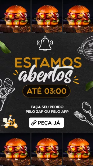 Anúncio para Hamburgueria: Post Editável para Redes Sociais