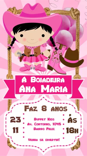 Invito di compleanno Cowgirl – Statico – Heliene Designer