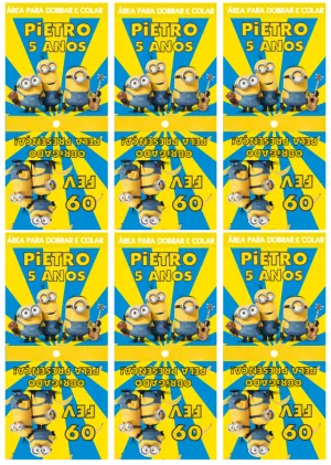 Capa para Pirulito Minions de Aniversário para Editar