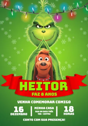 Convite de Aniversário do Grinch para Editar Online