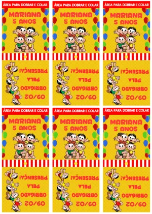 Capa de Pirulito Aniversário Turma da Mônica Editável