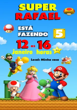 Invito di compleanno Super Mario – Statico – Oh Baby Convites