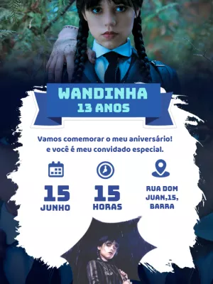 Invito di compleanno Mercoledì – Statico – Carolina