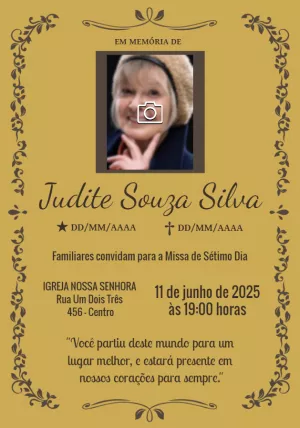 Convite Missa de Sétimo Dia com Foto para Editar Online