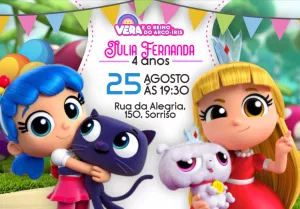 Convite Aniversário Vera e o Reino do Arco-Íris para Editar