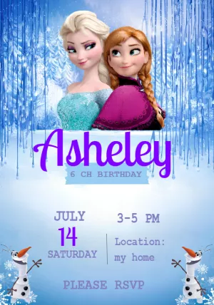 Frozen Birthday Invitation with Characters to Edit Online