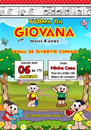 Turma da Mônica Birthday Invitation – Static – Adriana Lima
