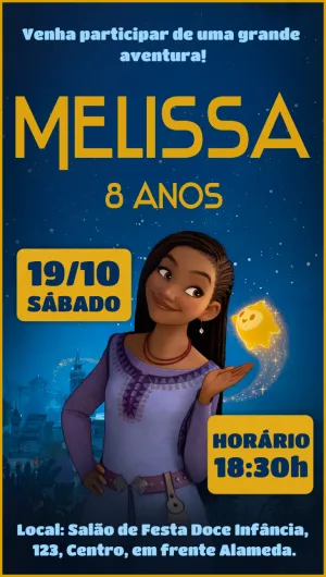 Convite Aniversário Wish o Poder dos Desejos para Editar