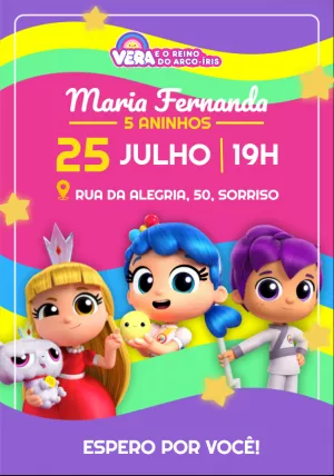 Convite Aniversário Vera e o Reino do Arco-Íris para Editar