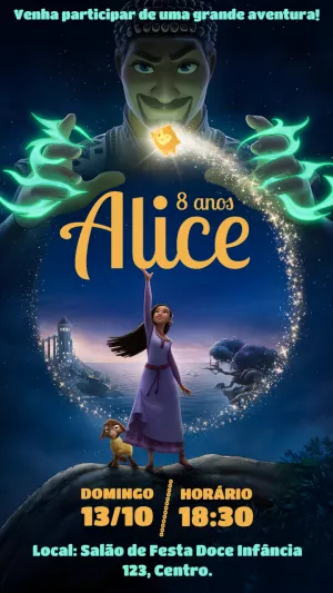 Convite de Aniversário Wish O Poder dos Desejos para Editar Online