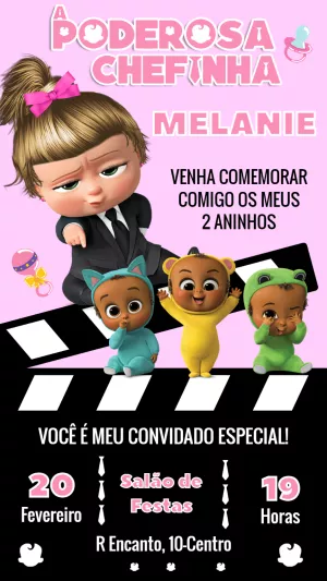 Convite Aniversário A Poderosa Chefinha para Editar Online