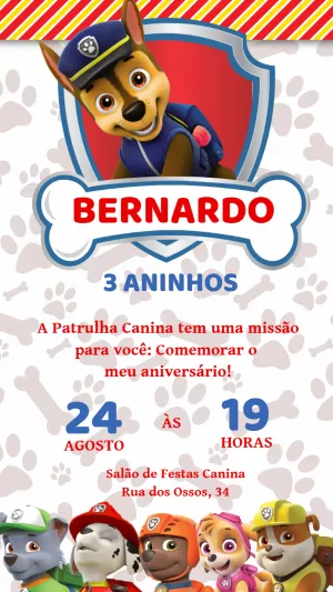 Invito di compleanno Paw Patrol – Statico – Felicity Artes