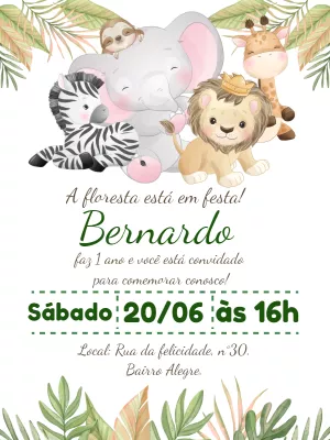 Safari Birthday Invitation – Static – Gley Leobas
