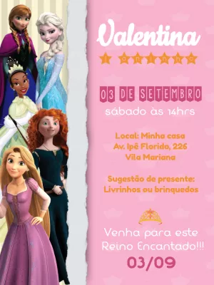 Invitación de cumpleaños Princesas – Estático – ig: @illustragio