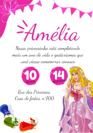 Invitación de cumpleaños Princesas – Estático – Beatriz Lopes dos Anjos