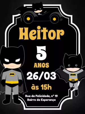 Convite Aniversário Batman Super Herói para Editar Online