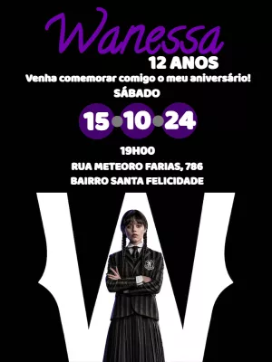 Invito di compleanno Mercoledì – Statico – Déborah Olimpio Garcia