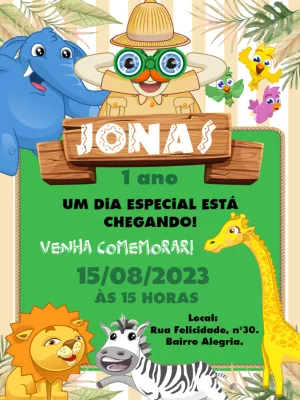 Safari Birthday Invitation – Static – Bella Liz Convites