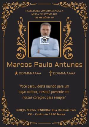 Convite Missa de Sétimo Dia com Foto para Editar Online