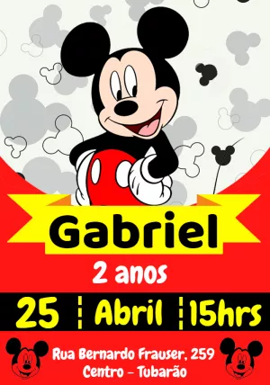 Convite de Aniversário Mickey Mouse para Editar Online
