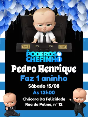 Convite de Aniversário Poderoso Chefinho para Editar Online