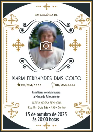 Convite para Missa de Falecimento com Foto para Editar