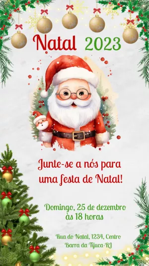 Convite de Natal Editável com Papai Noel para Editar Online