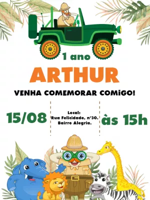 Safari Birthday Invitation – Static – Bella Liz Convites