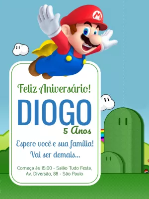 Invito di compleanno Super Mario – Statico – Wolf Designer