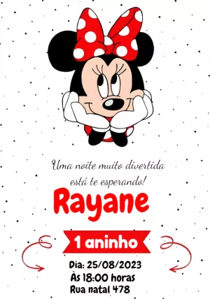 Convite de Aniversário Minnie Mouse Vermelha para Editar Online
