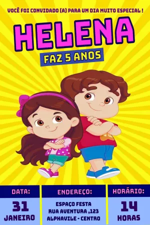 Convite de Aniversário Maria Clara e JP para Editar Online