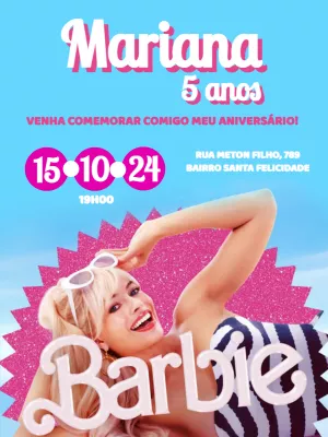 Invitación de cumpleaños Barbie – Estático – Déborah Olimpio Garcia