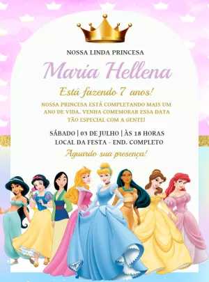 Invitación de cumpleaños Princesas – Estático – Decore Arte