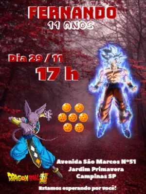 Convite de Aniversário Dragon Ball Super Editável Online