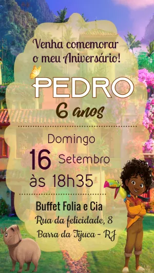 Convite Aniversário Encanto com Antônio para Editar Online