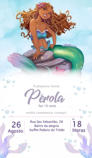 Invitación de cumpleaños La Sirenita – Estático – Convites Personalizados