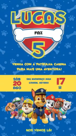 Invito di compleanno Paw Patrol – Statico – Pixel Lab