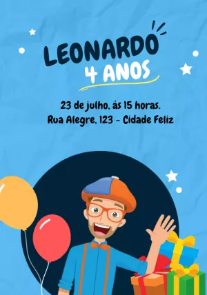 Convite de Aniversário Blippi para Editar Online
