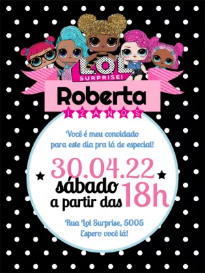 Convite de Aniversário Lol Surprise com Poá para Editar Online