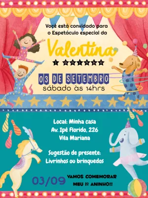 Invitation d'anniversaire Cirque – Statique – ig: @illustragio