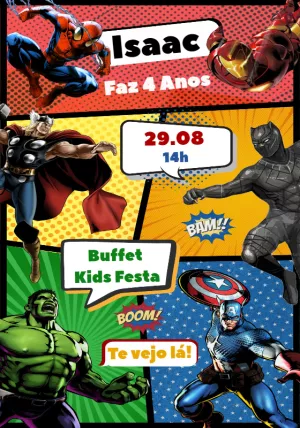Convite de Aniversário Vingadores para Editar Online