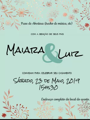 Convite de Casamento Floral Delicado para Editar Online