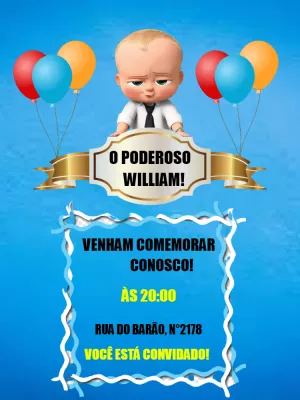 Convite Aniversário Poderoso Chefinho para Editar Online