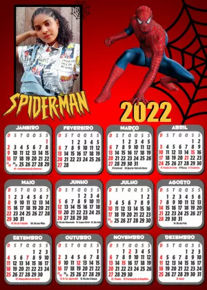 Calendário Homem-Aranha com Foto para Editar Online